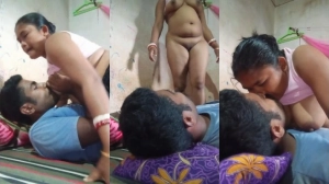 Horny Desi Boudi Kissing and Ridding Dick